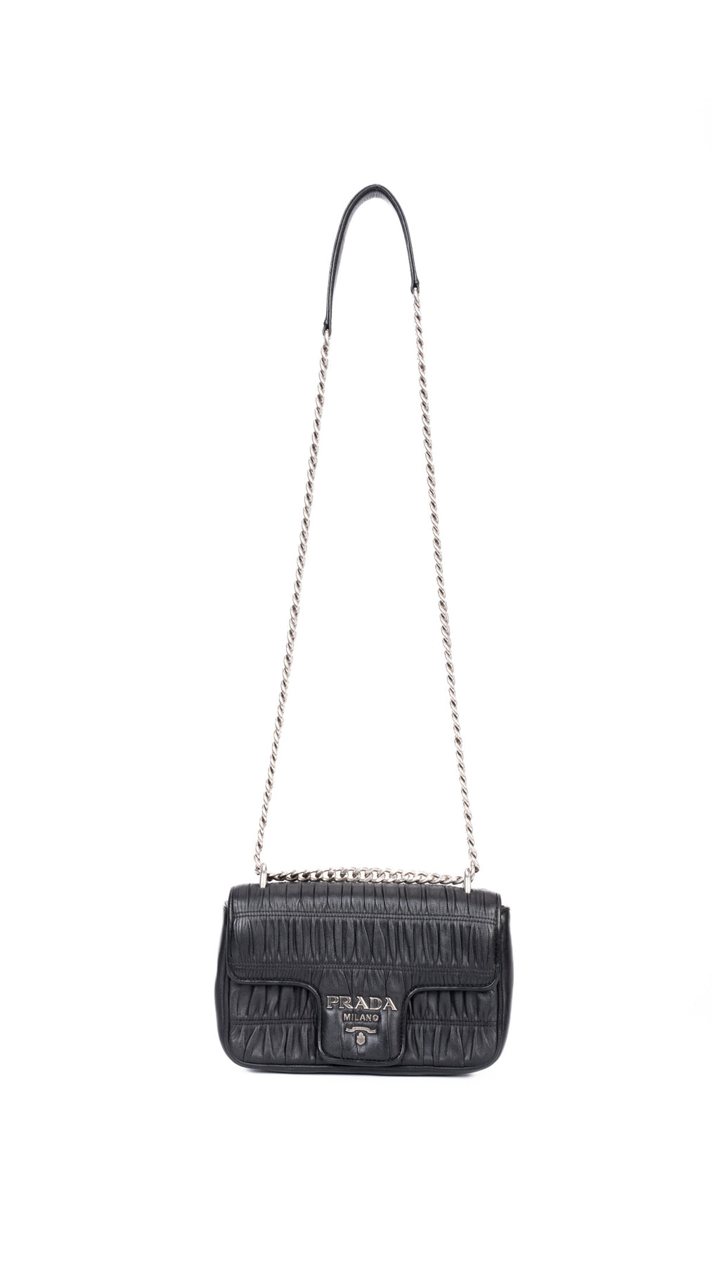 Prada Gaufre Chain Nappa Shoulder Bag - Black