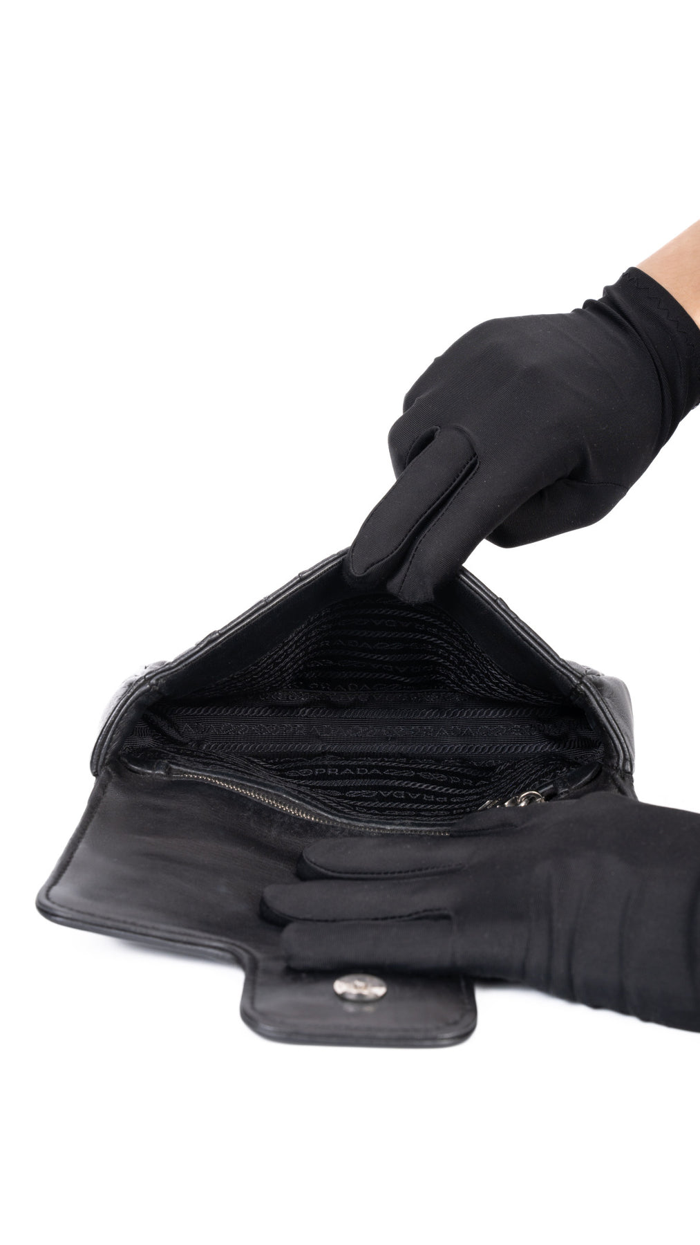 Prada Gaufre Chain Nappa Shoulder Bag - Black