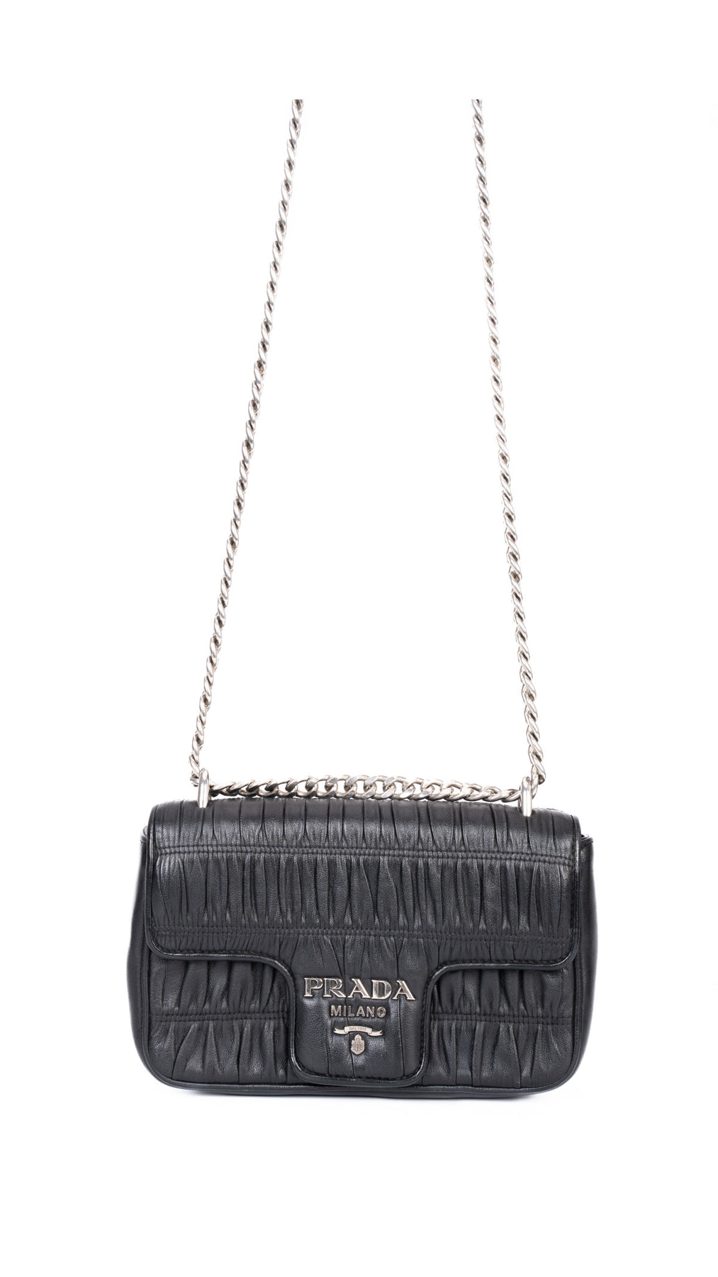 Prada Gaufre Chain Nappa Shoulder Bag - Black