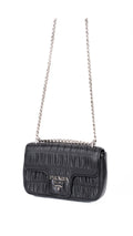 Prada Gaufre Chain Nappa Shoulder Bag - Black