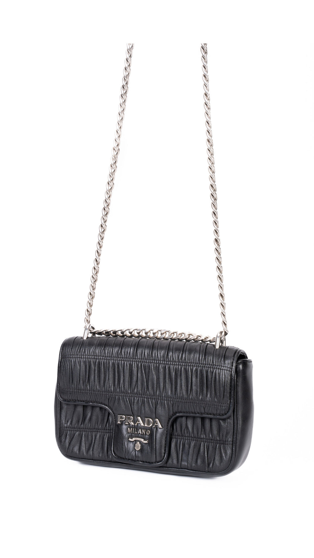 Prada Gaufre Chain Nappa Shoulder Bag - Black