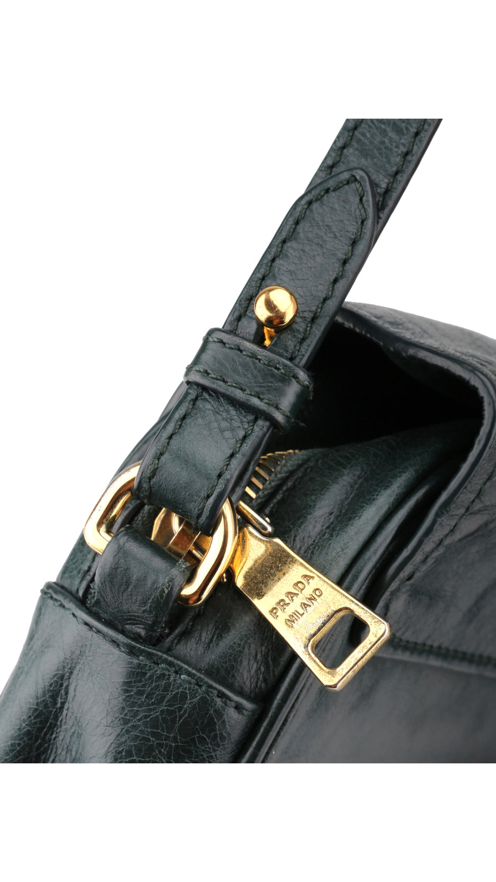 Prada Logo Crossbody Bag - Mörkgrön