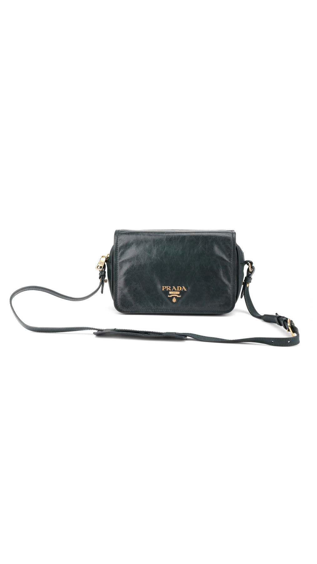 Prada Logo Crossbody Bag - Mörkgrön