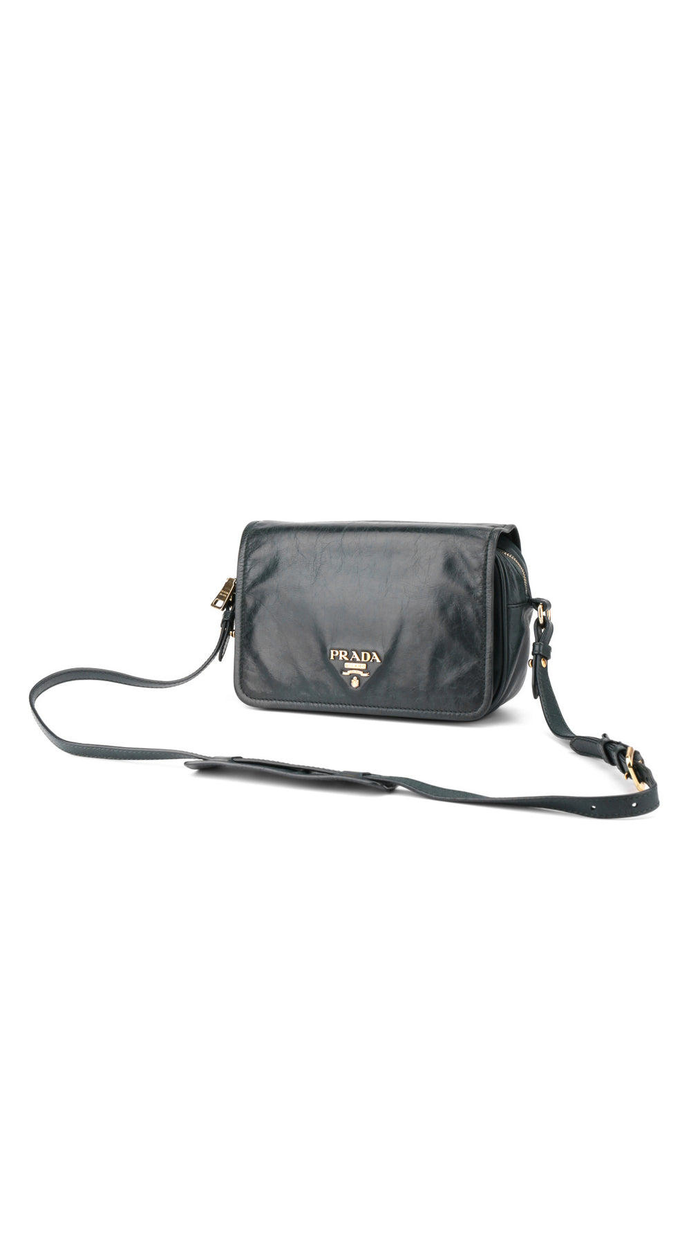 Prada Logo Crossbody Bag - Mörkgrön