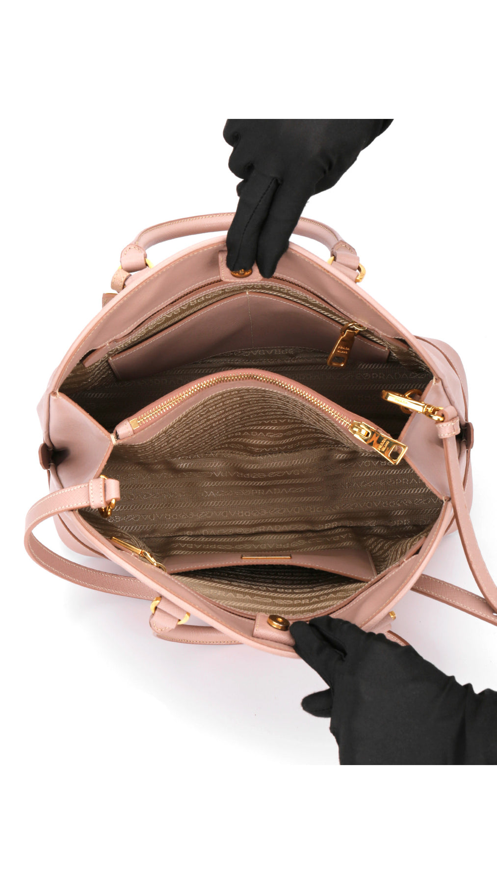 Prada Promenade Saffiano Lux Axelväska - Rosa