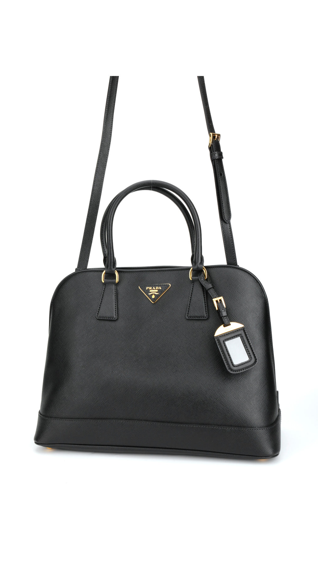 Prada Saffiano Lux Large Shoulder Bag - Black