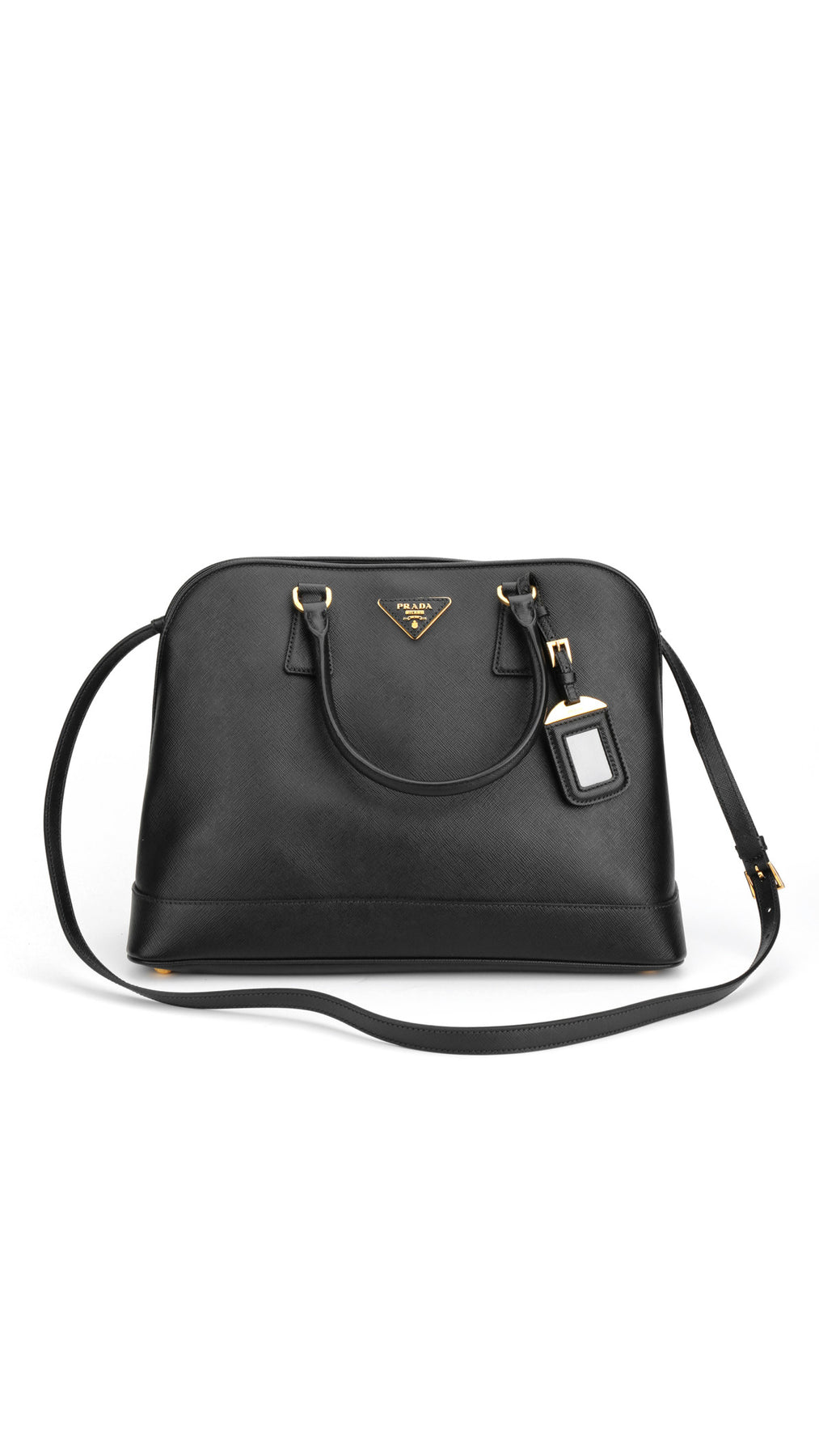 Prada Saffiano Lux Large Shoulder Bag - Black
