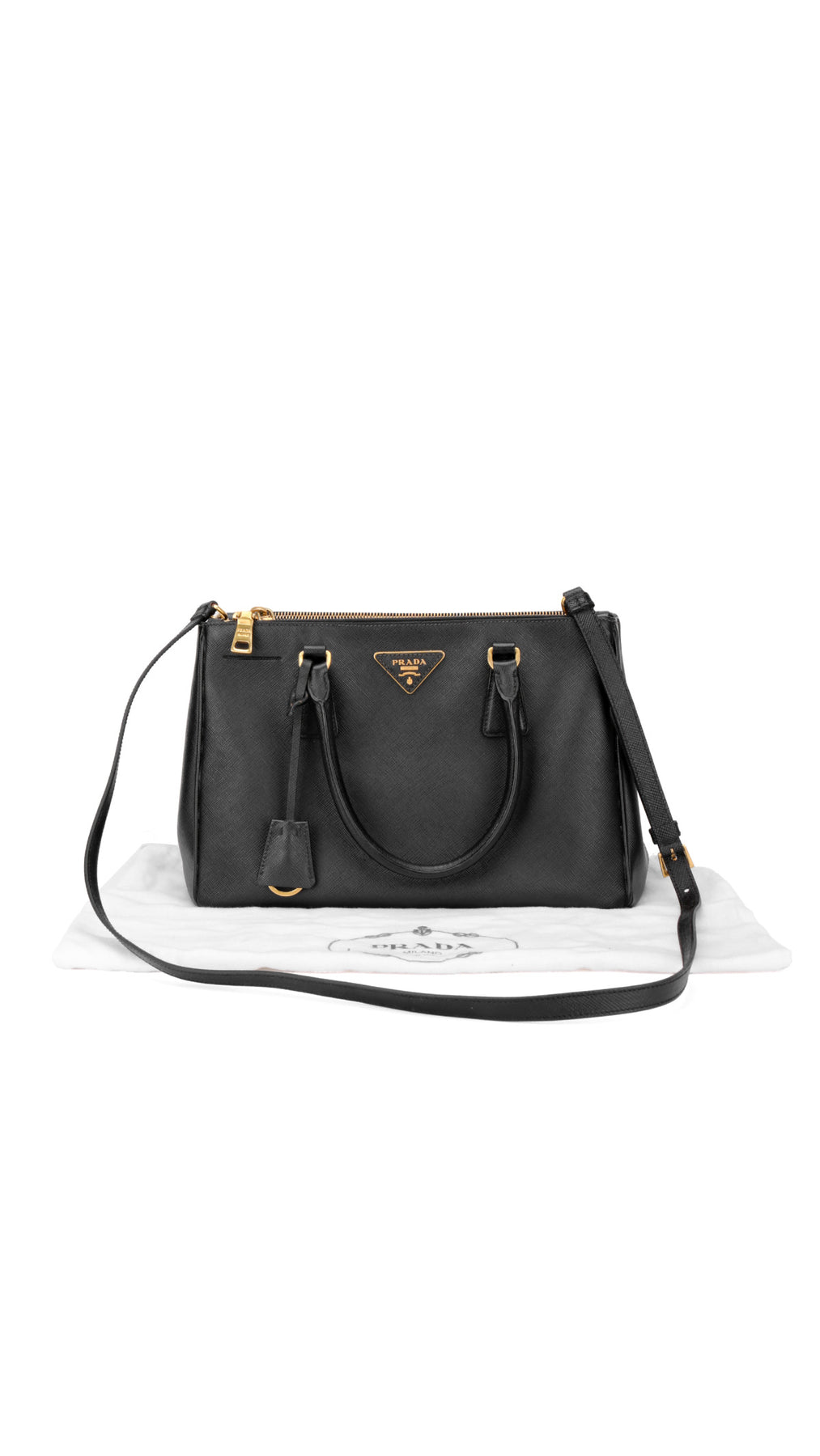 Prada Saffiano Lux Shoulder Bag Small - Black
