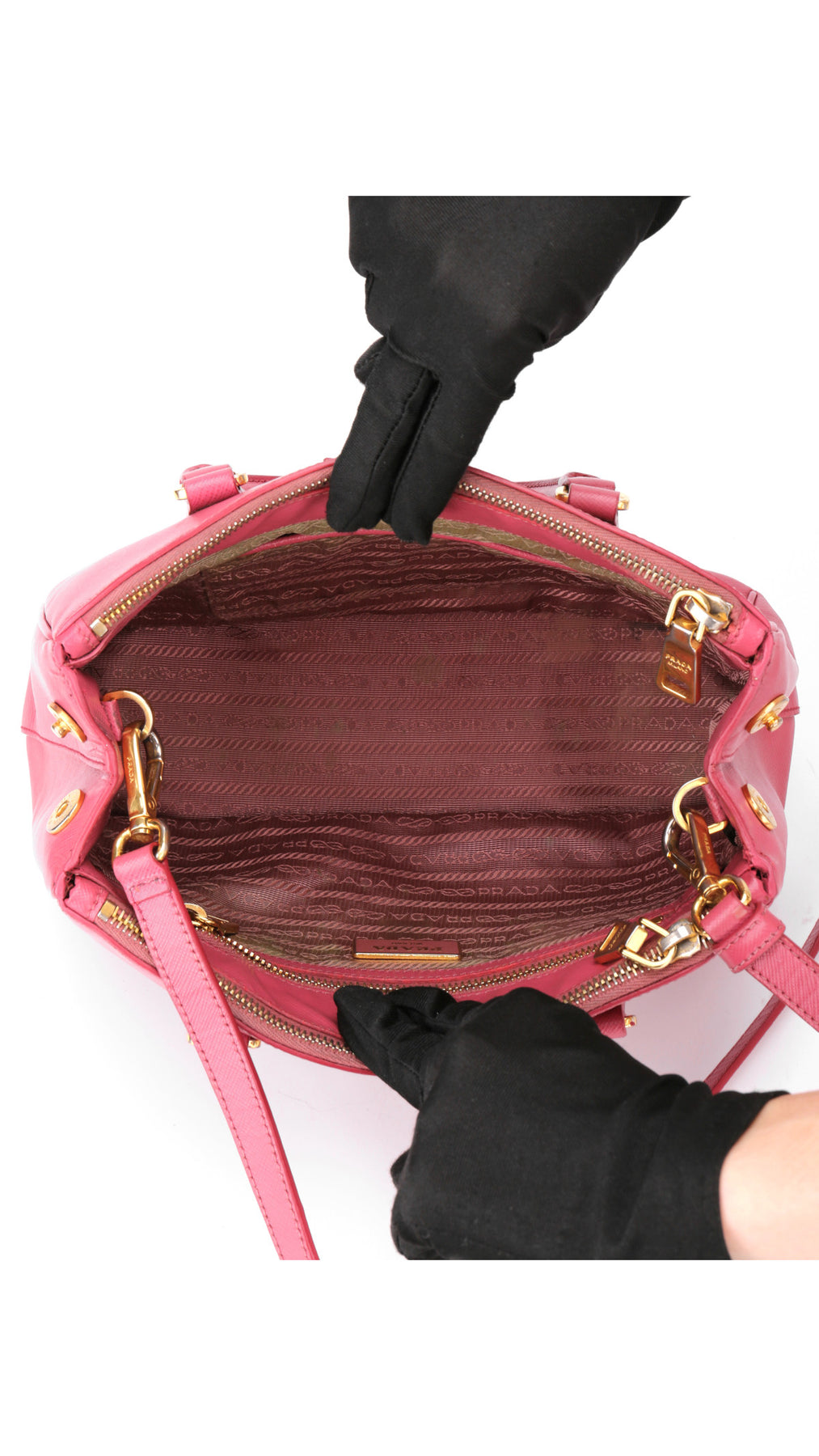Prada Saffiano Lux Axelväska Small - Rosa