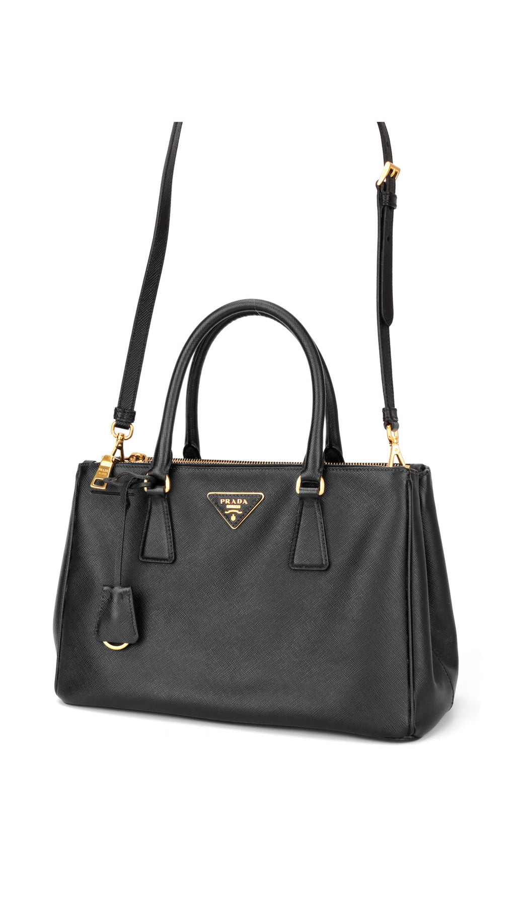 Prada Saffiano Lux Shoulder Bag Small - Black
