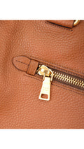 Prada Vitello Daino Front Zip Tote Axelväska - Brun