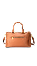 Prada Vitello Daino Front Zip Tote Axelväska - Brun