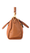 Prada Vitello Daino Front Zip Tote Axelväska - Brun