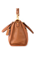 Prada Vitello Daino Front Zip Tote Axelväska - Brun