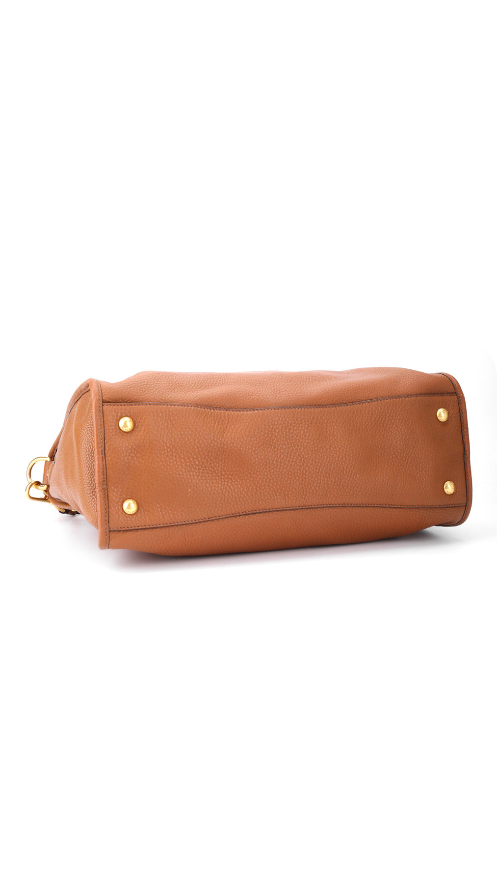Prada Vitello Daino Front Zip Tote Axelväska - Brun