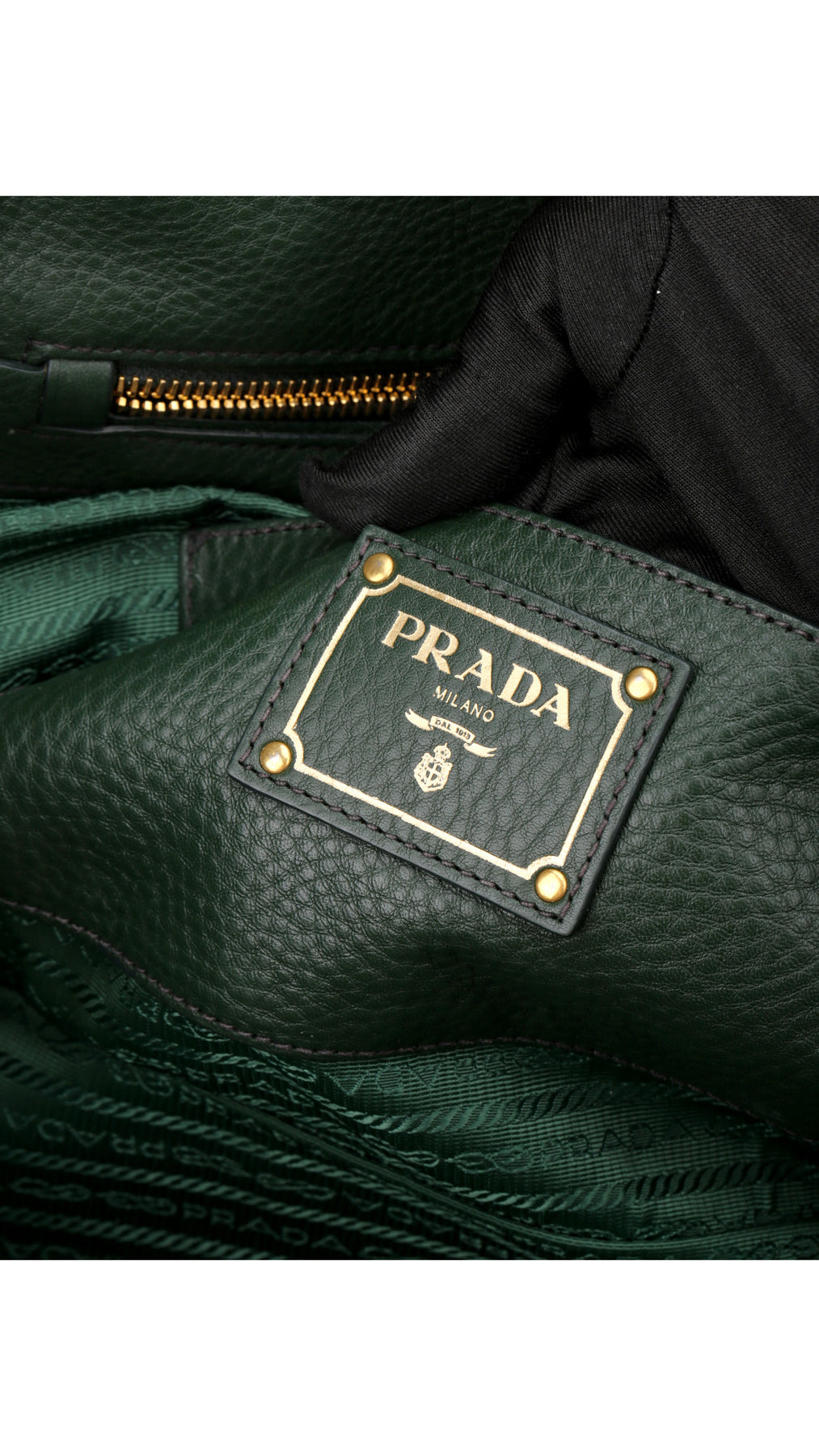 Prada Vitello Daino Tote Axelväska - Grön