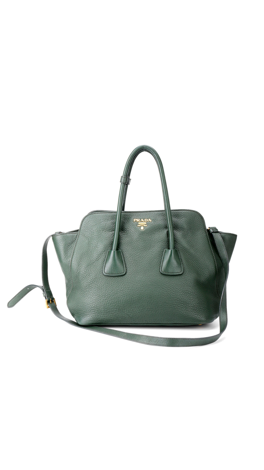 Prada Vitello Daino Tote Axelväska - Grön