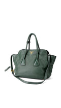 Prada Vitello Daino Tote Axelväska - Grön