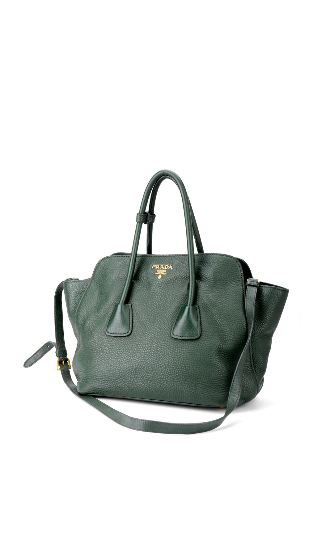 Prada Vitello Daino Tote Axelväska - Grön