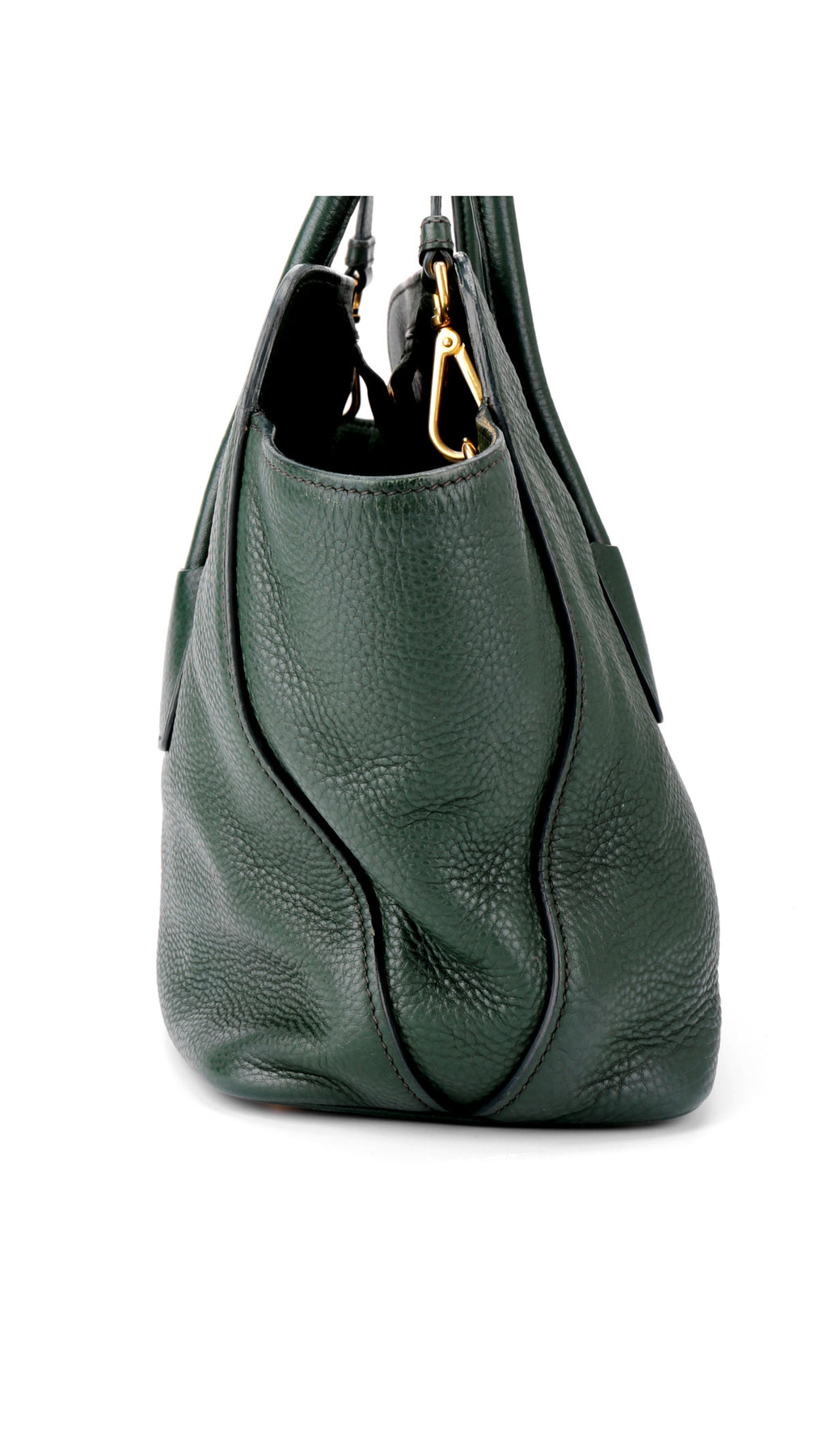 Prada Vitello Daino Tote Axelväska - Grön