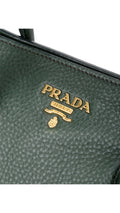 Prada Vitello Daino Tote Axelväska - Grön