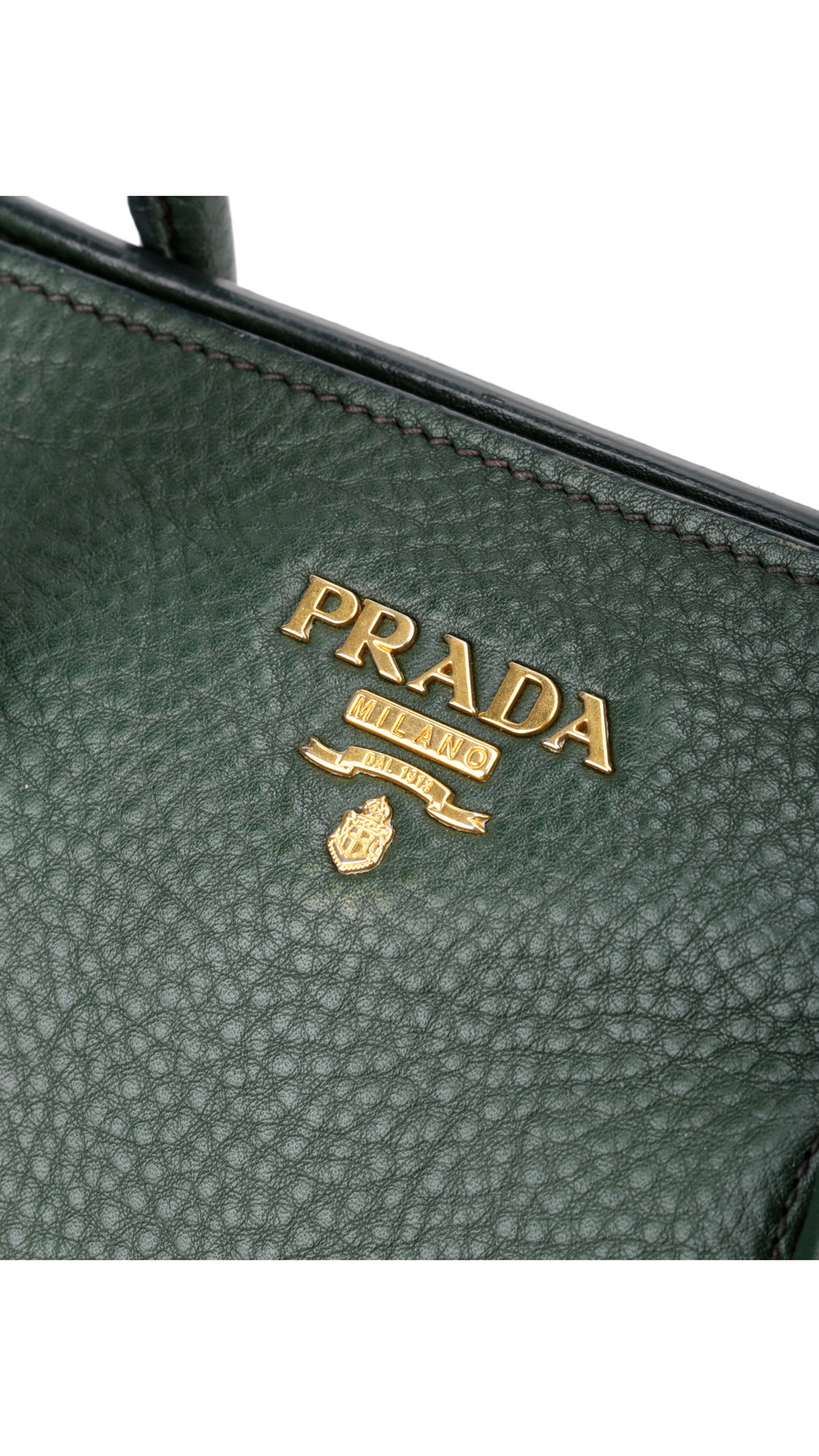 Prada Vitello Daino Tote Axelväska - Grön
