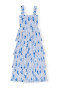 Pleated Georgette Smock Midi Strap Dress - Heather