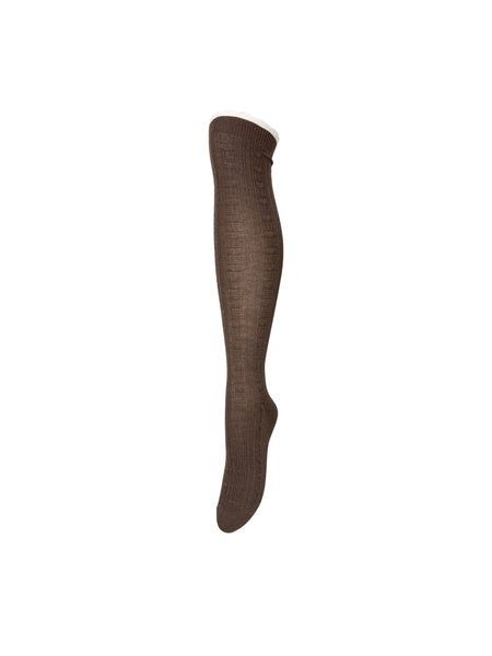 Scallop Knee Sock - Melange Brown