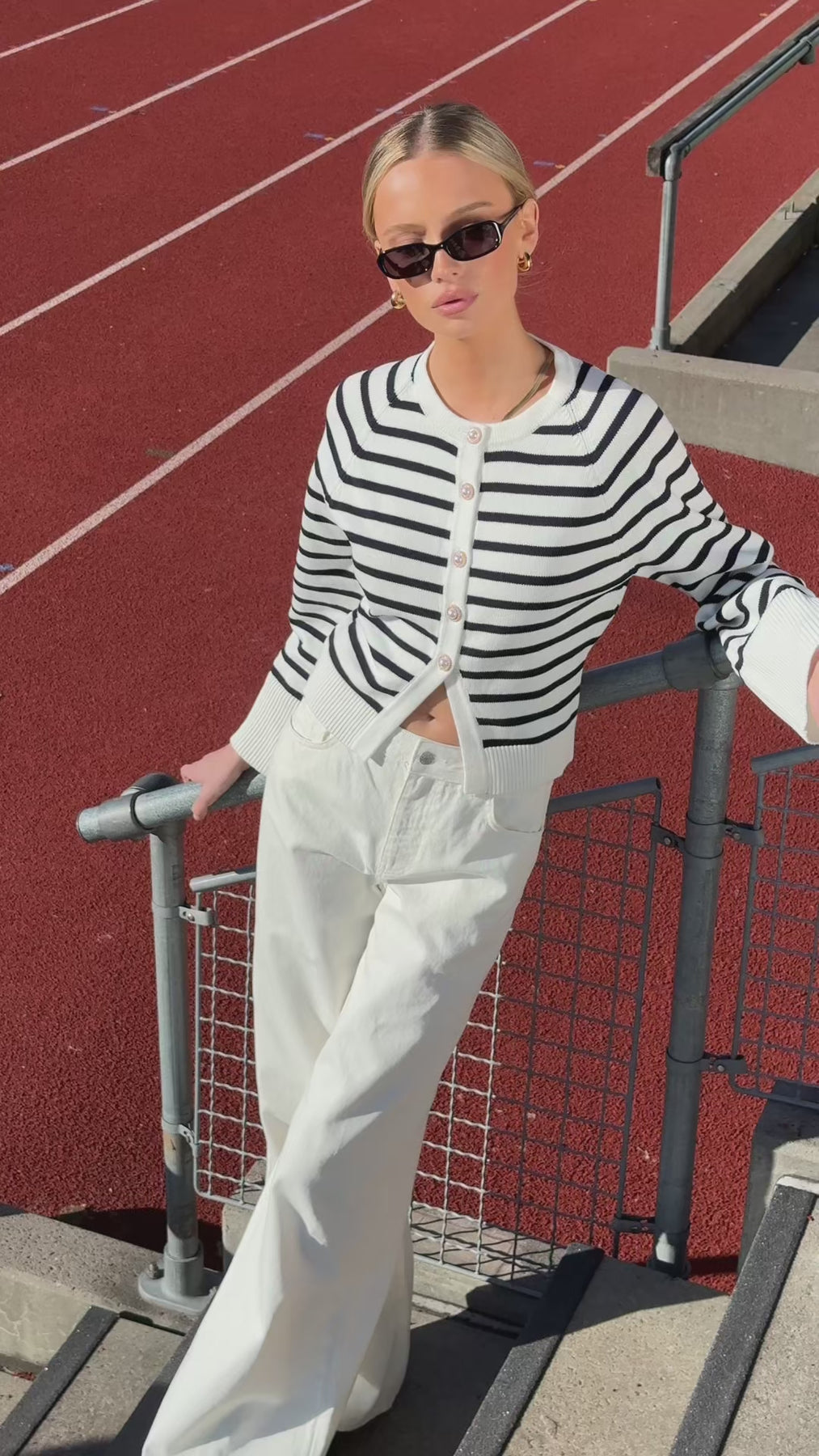 Pernille Knit Cardigan - Marinblå randig