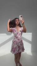 Aase Mini Flower Dress - Rosa blommig