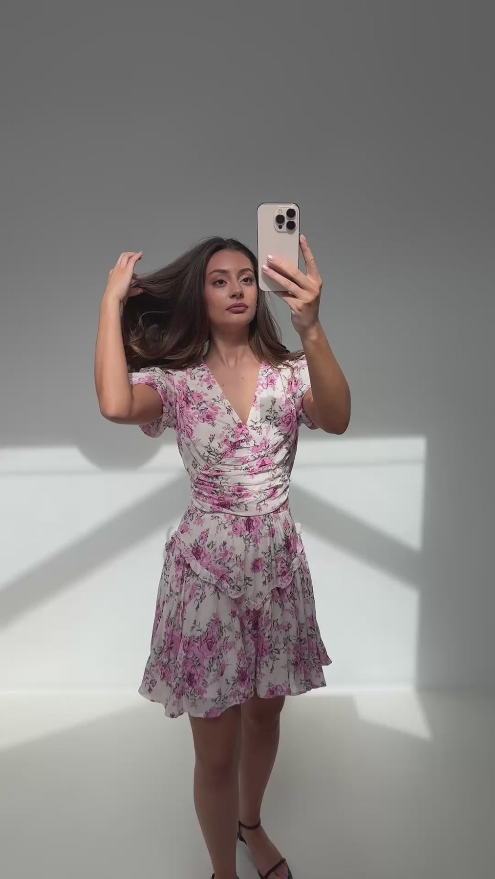 Aase Mini Flower Dress - Rosa blommig