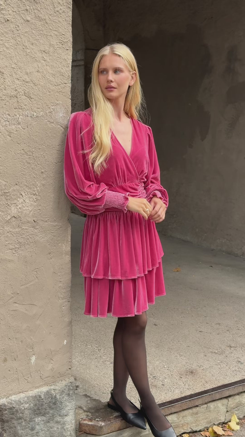 Jade Velvet Solid Dress - Dusty Pink