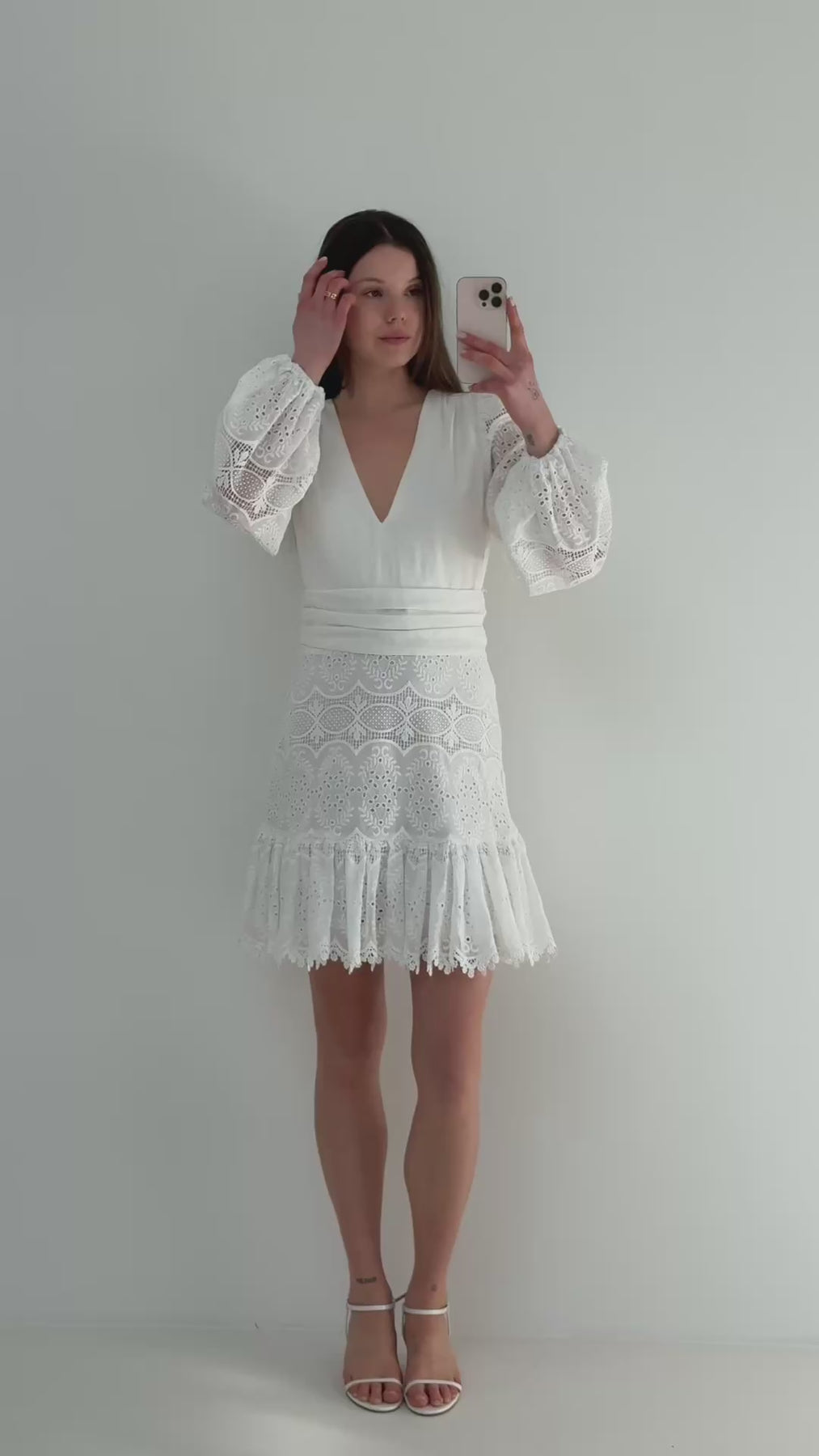 Lani Lace Mini Dress - Vit