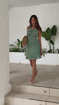Line Chiffon Dress - Ljusgrön
