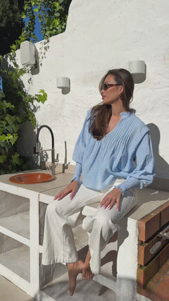Emma Stripe Blouse - Blue