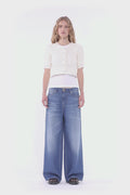 Cotton Pointelle Short Sleeve Cardigan - Egret