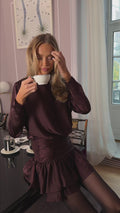 Cordelia Satin Mini Dress - Burgundy