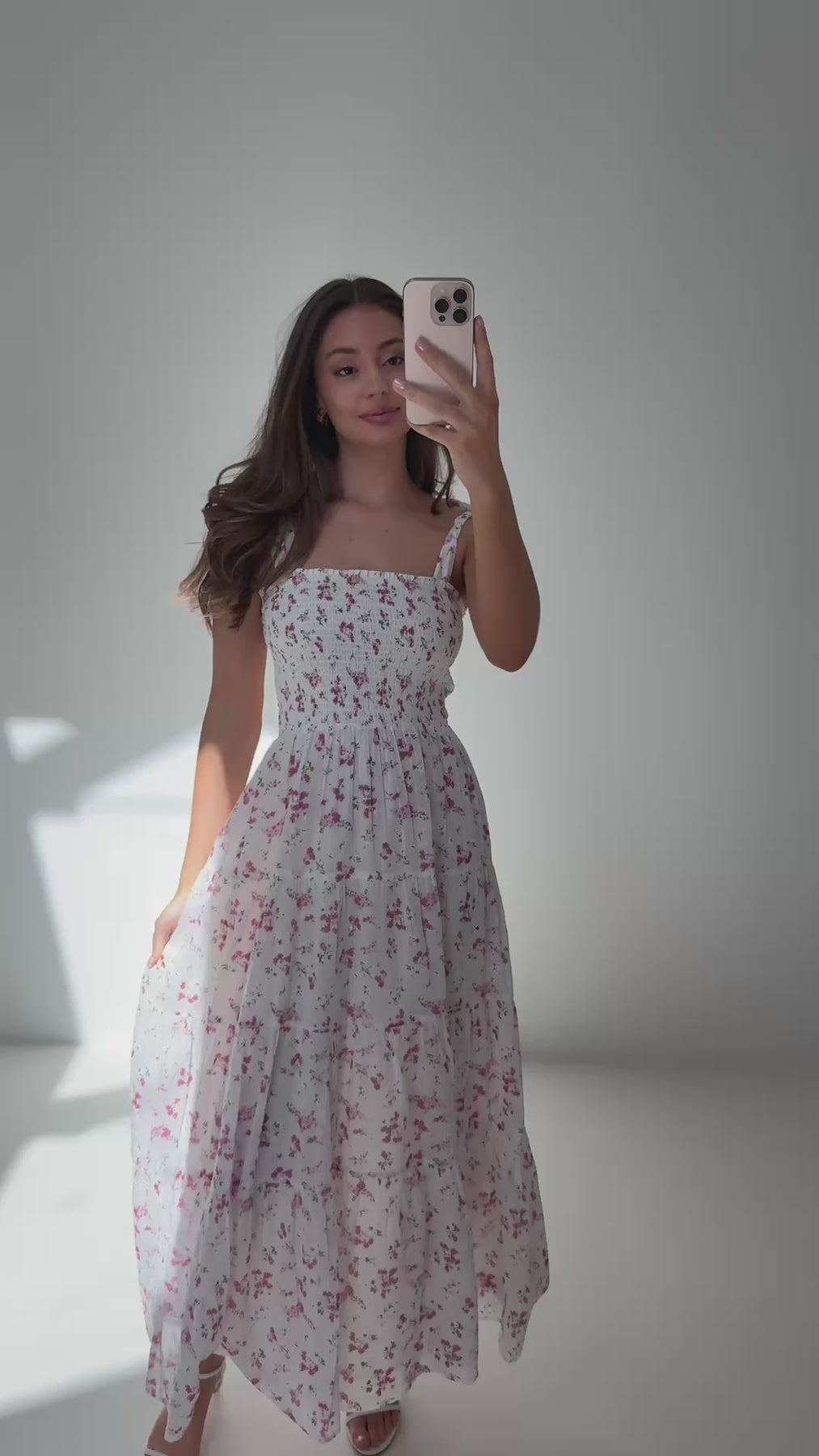 Magni Cotton Maxiklänning - Rosa Blommig