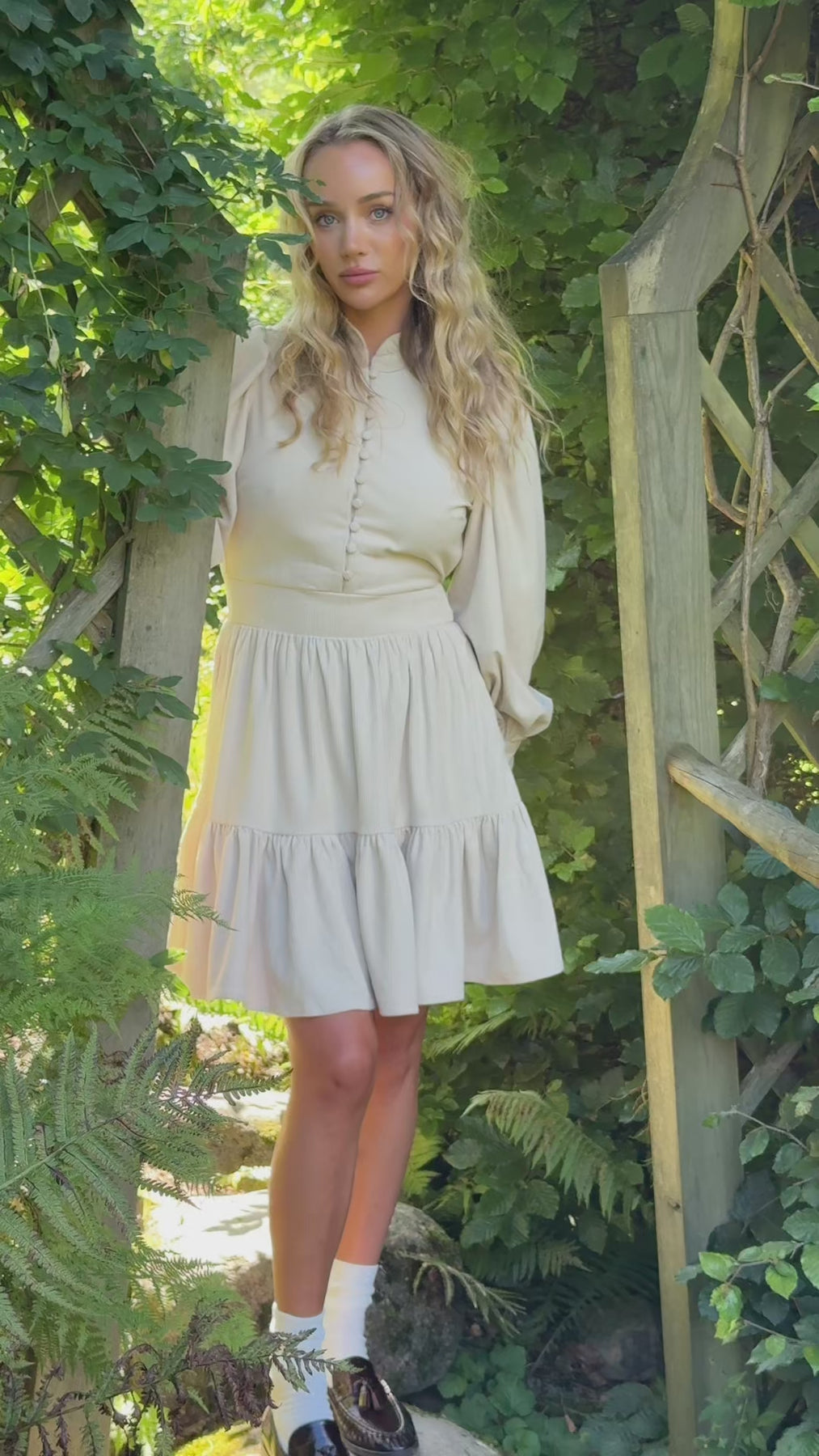 Liv Cord Solid Klänning - Creme