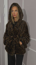 Fran Leo Faux Fur Jacket - Brun Leopard