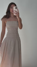 Amalie Maxi Linen Dress - Creme