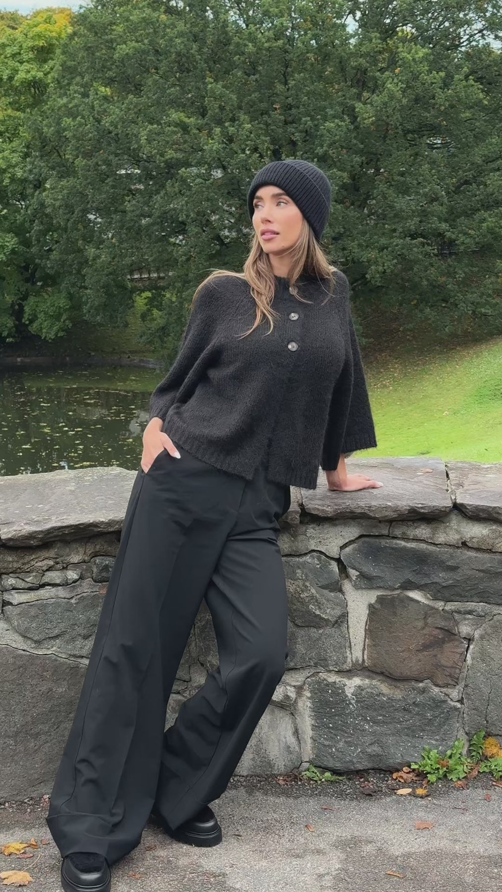 Diana Cape Cardigan - Mörkbrun