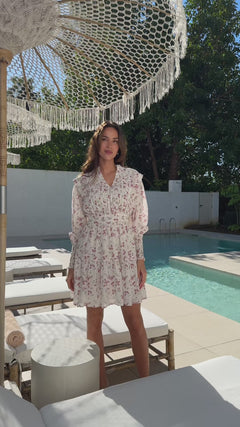 Evina Cotton Dress - Pink Dobby