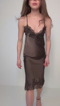 Stinalill Satin Lace Skirt - Dark Brown