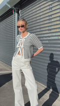 Frida Bow Knit - Off White/Blå