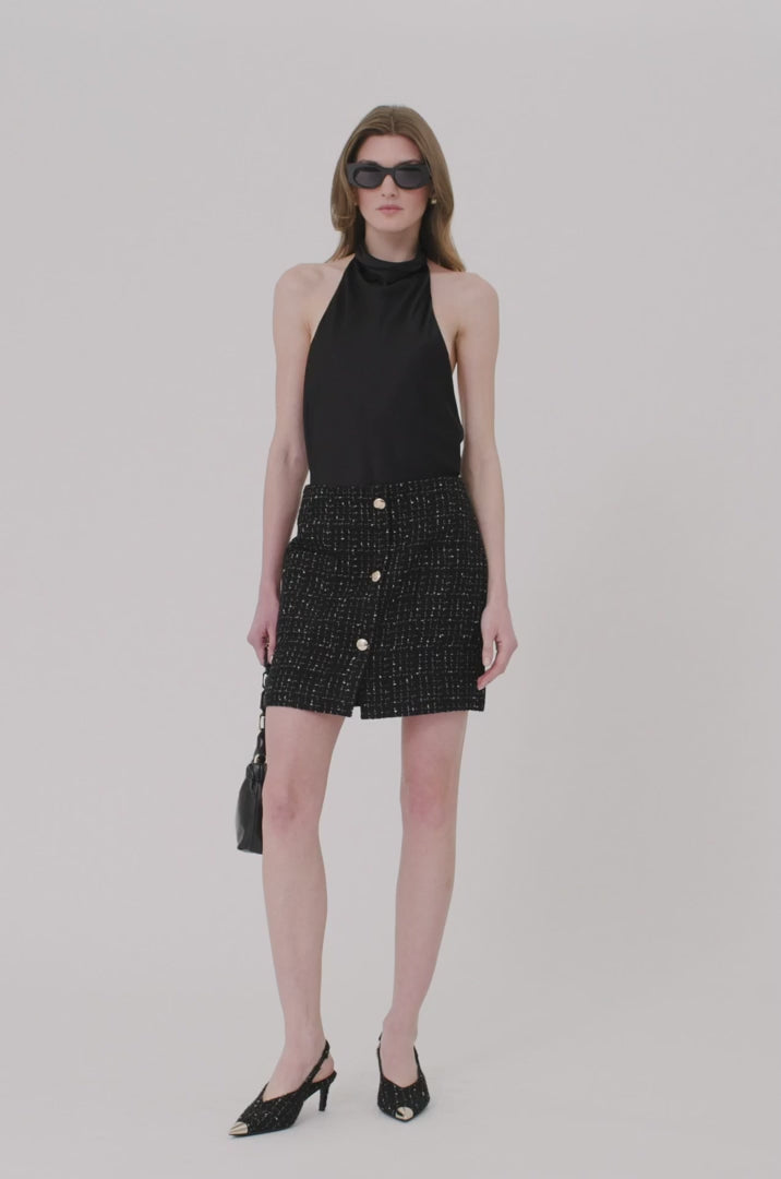 Mateo Skirt - Black And White Tweed