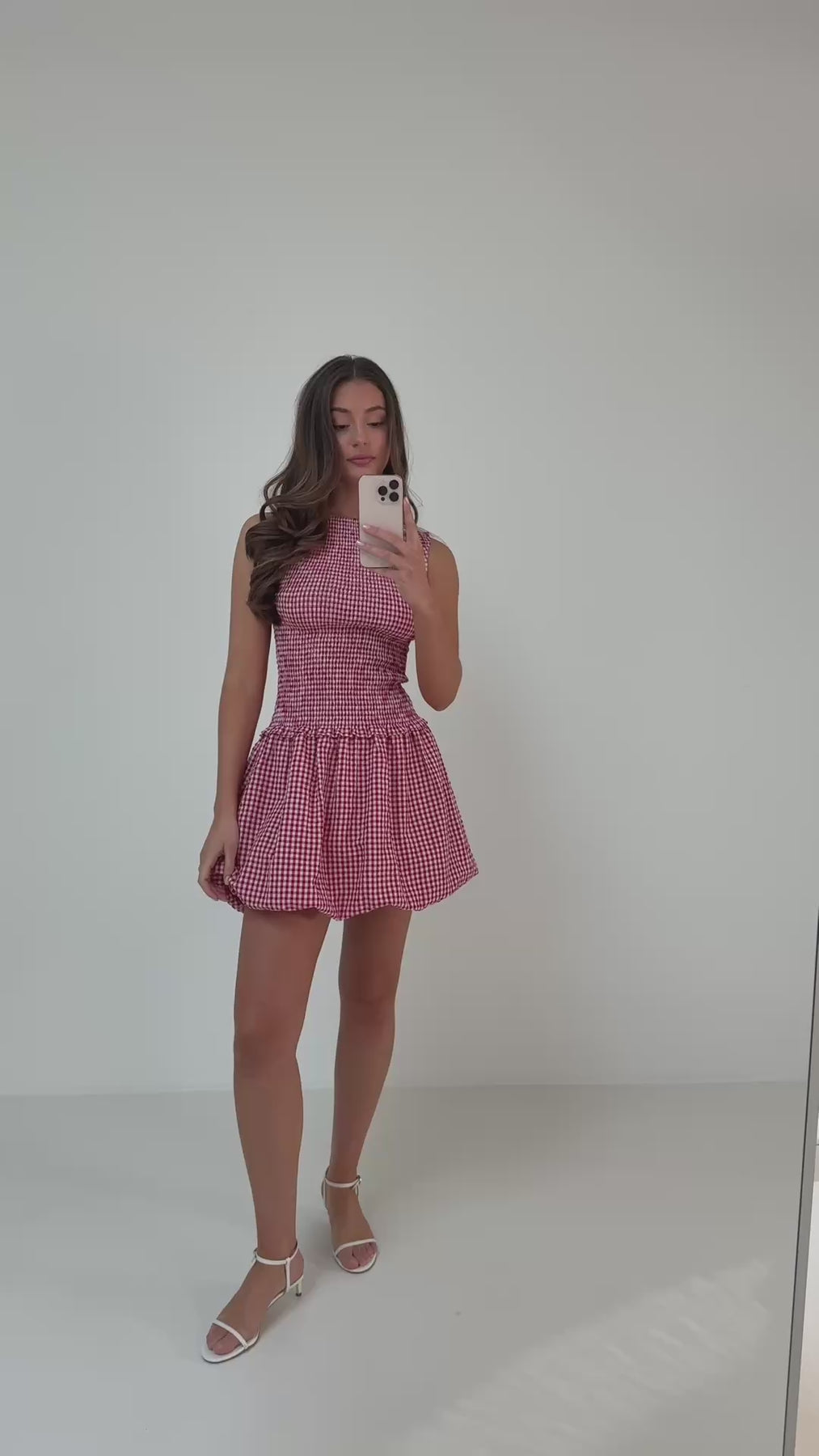 Tora Gingham Miniklänning - Röd