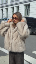 Astrid Faux Fur Jacket - Beige