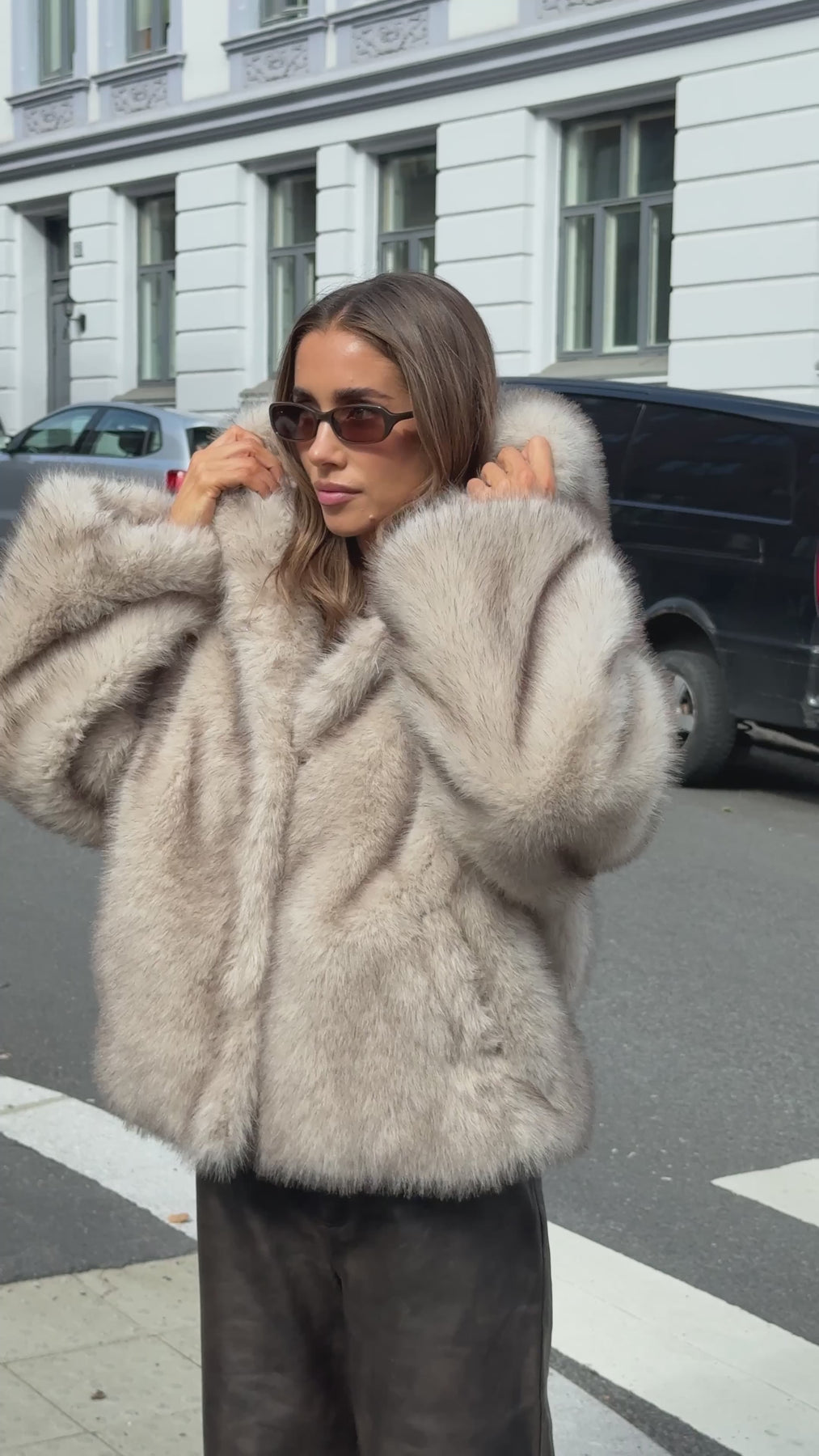 Astrid Faux Fur Jacket - Beige