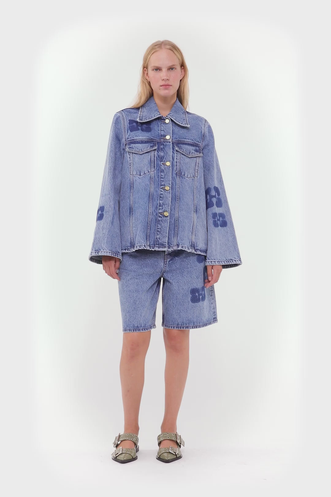 Patch Denim Jacket - Mid Blue Sone